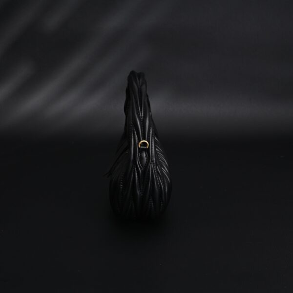 Miu Miu Matelassé Leather Hobo Bag – Black with Gold Hardware