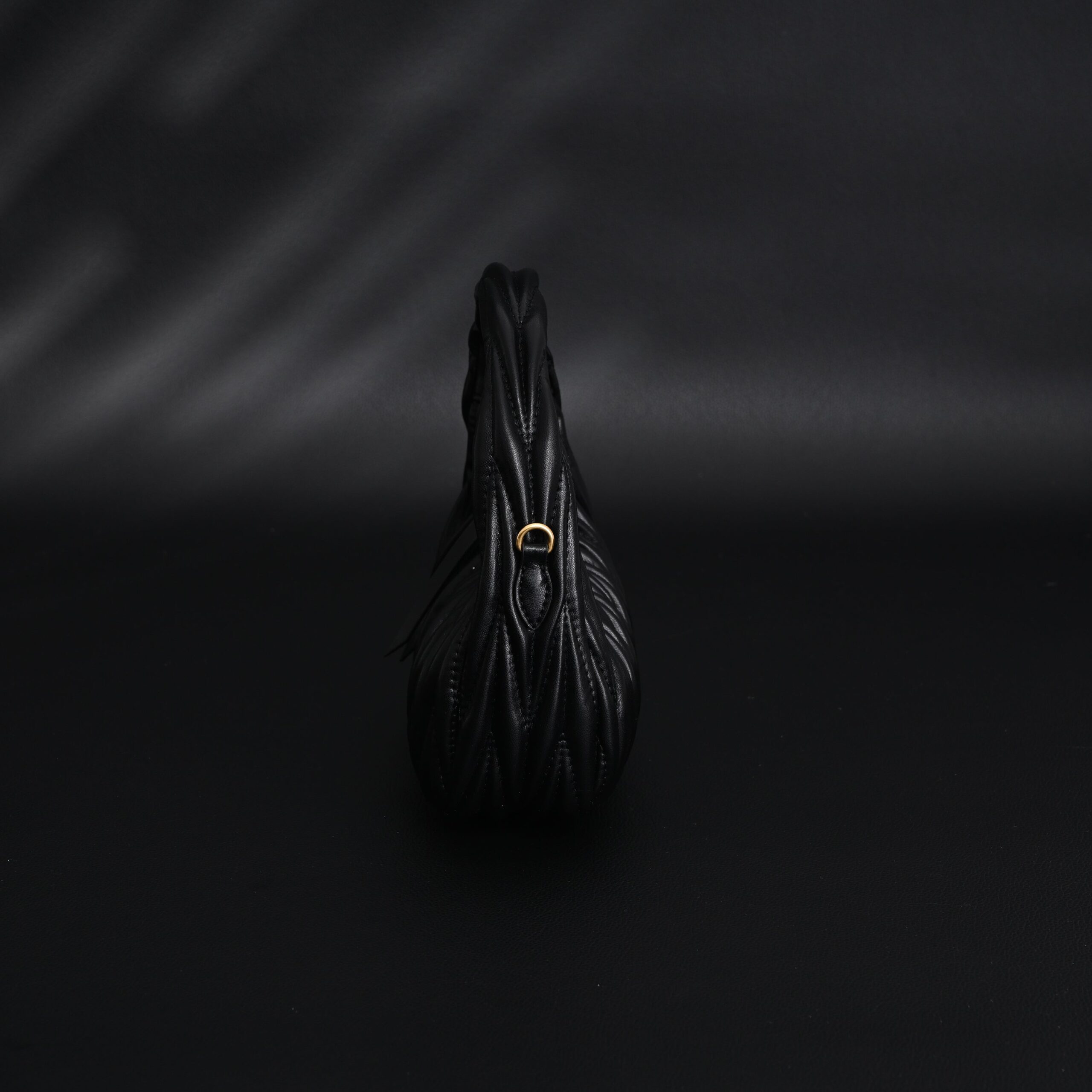 Miu Miu Matelassé Leather Hobo Bag – Black with Gold Hardware - Image 6