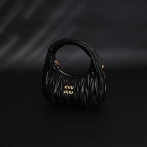 Miu Miu Matelassé Leather Hobo Bag – Black with Gold Hardware - Image 7