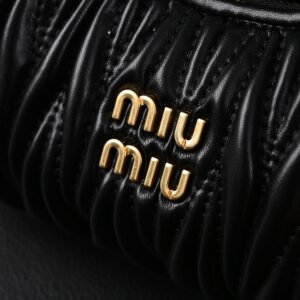 Miu Miu Matelassé Leather Hobo Bag – Black with Gold Hardware - Image 9