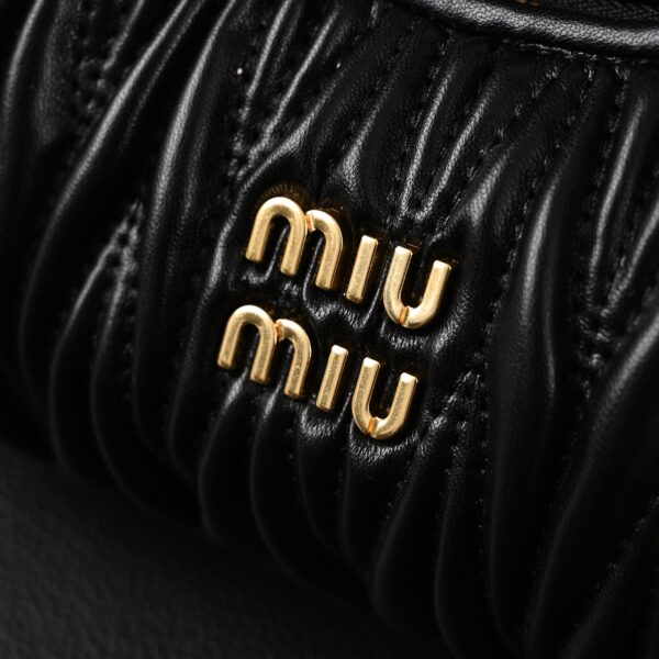 Miu Miu Matelassé Leather Hobo Bag – Black with Gold Hardware