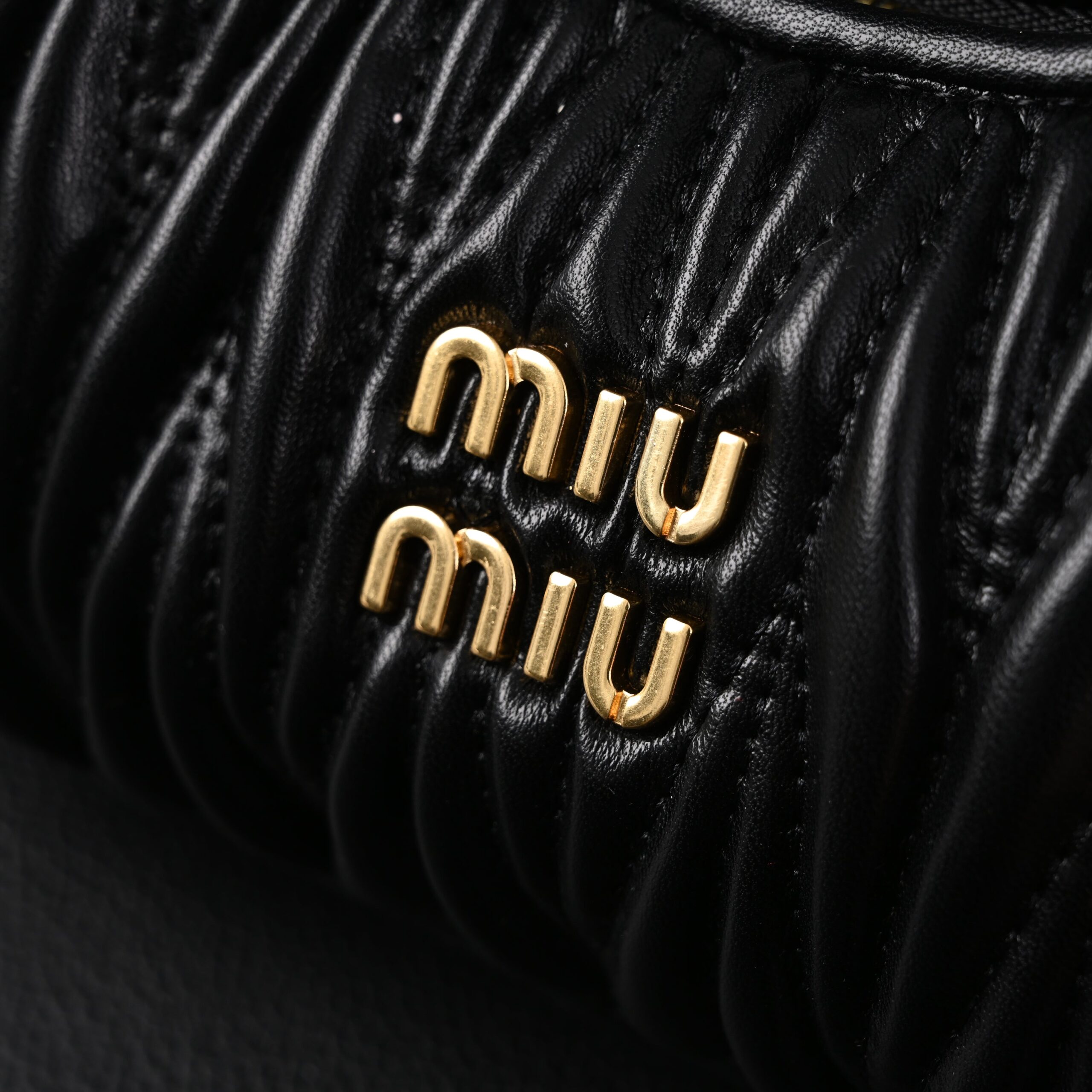 Miu Miu Matelassé Leather Hobo Bag – Black with Gold Hardware - Image 9
