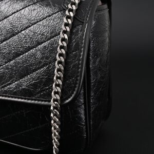 Saint Laurent Niki Medium Black Crinkled Leather Shoulder Bag - Image 14