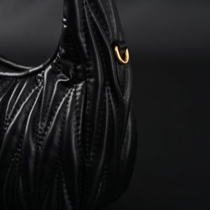 Miu Miu Matelassé Leather Hobo Bag – Black with Gold Hardware - Image 10