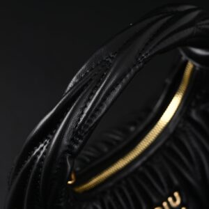 Miu Miu Matelassé Leather Hobo Bag – Black with Gold Hardware - Image 11