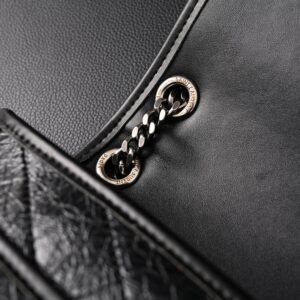 Saint Laurent Niki Medium Black Crinkled Leather Shoulder Bag - Image 17