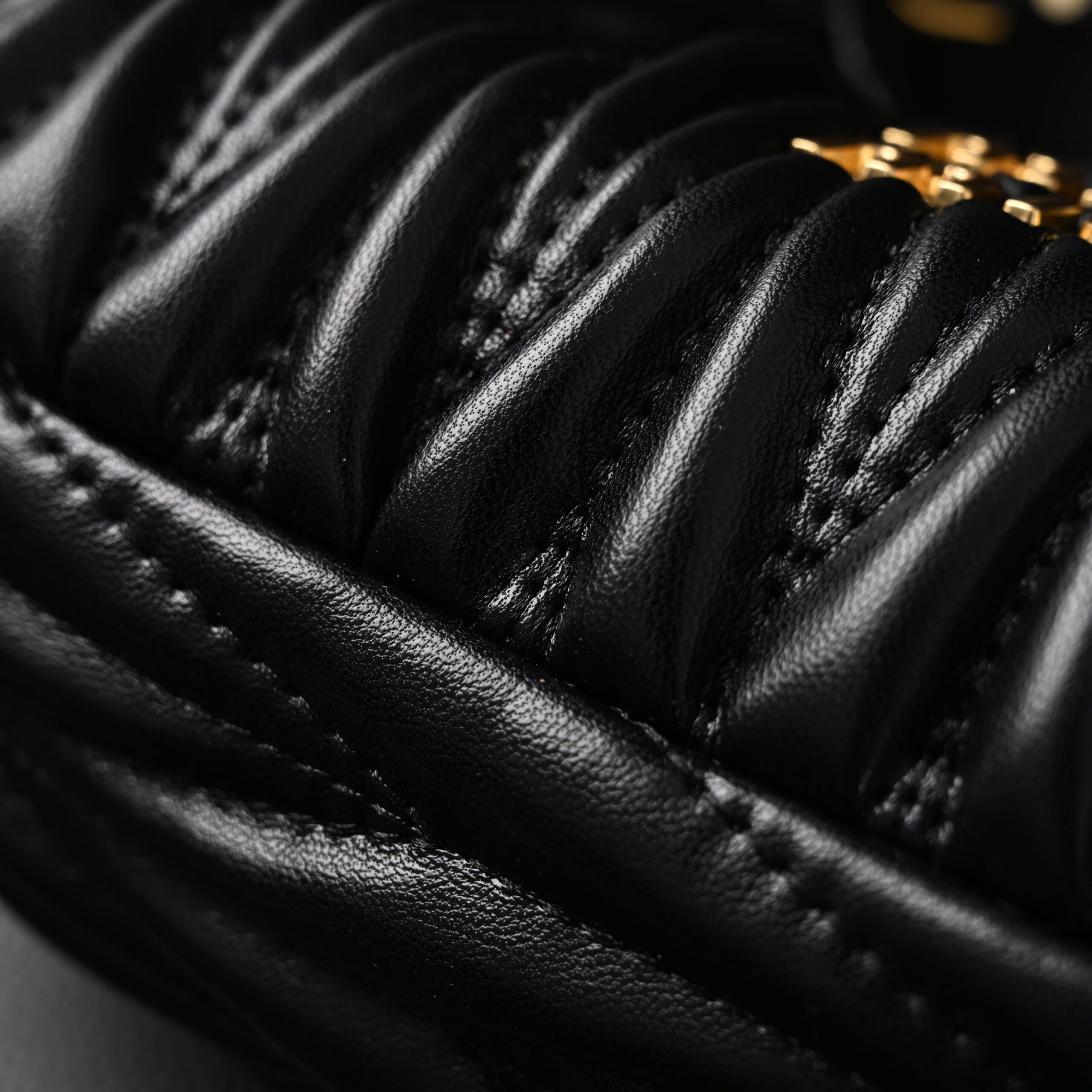 Miu Miu Matelassé Leather Hobo Bag – Black with Gold Hardware - Image 14