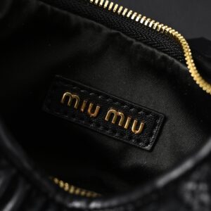 Miu Miu Matelassé Leather Hobo Bag – Black with Gold Hardware - Image 16