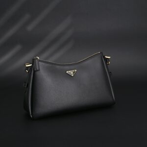 Prada Cleo Black Brushed Leather Shoulder Bag - Image 2