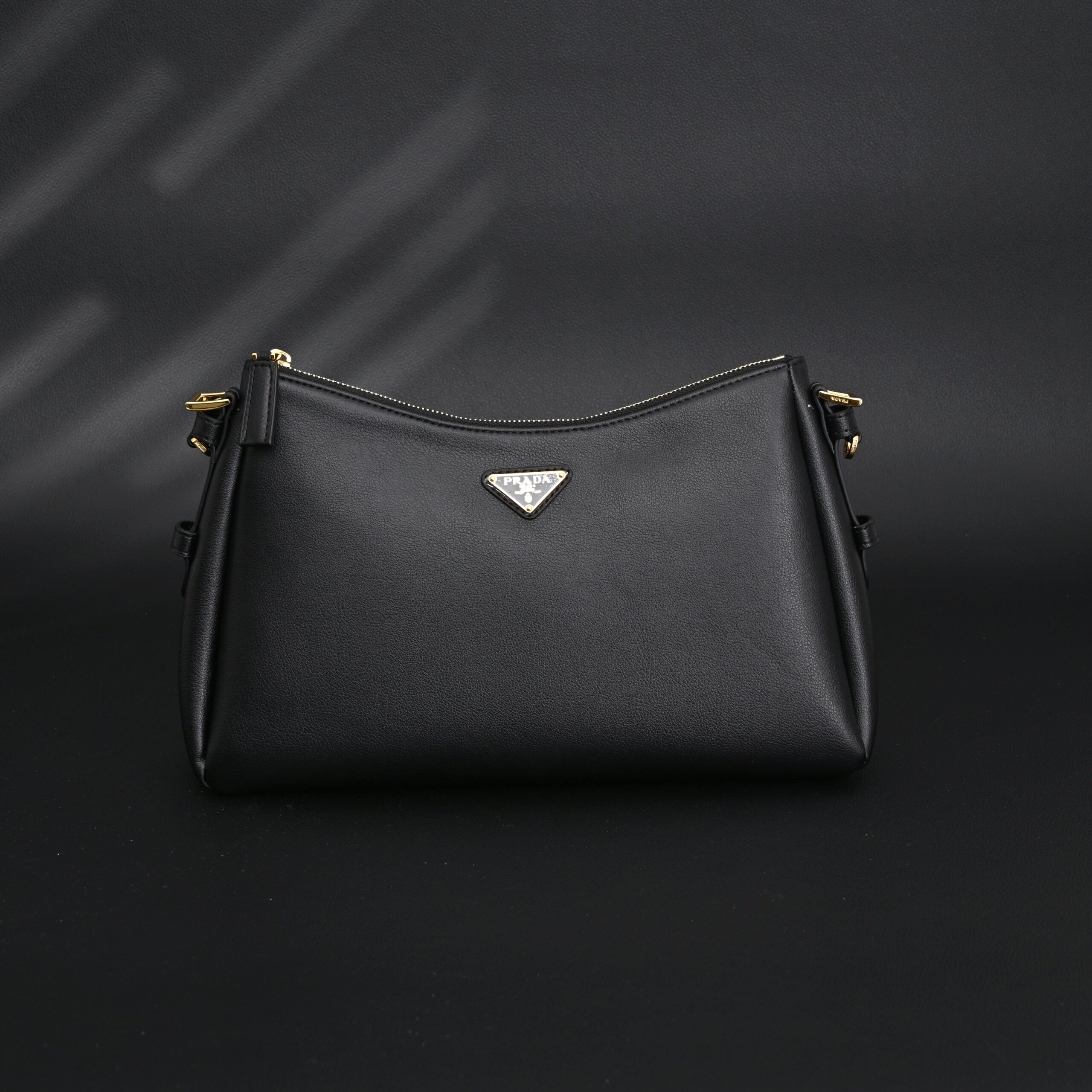 Prada Cleo Black Brushed Leather Shoulder Bag - Image 3
