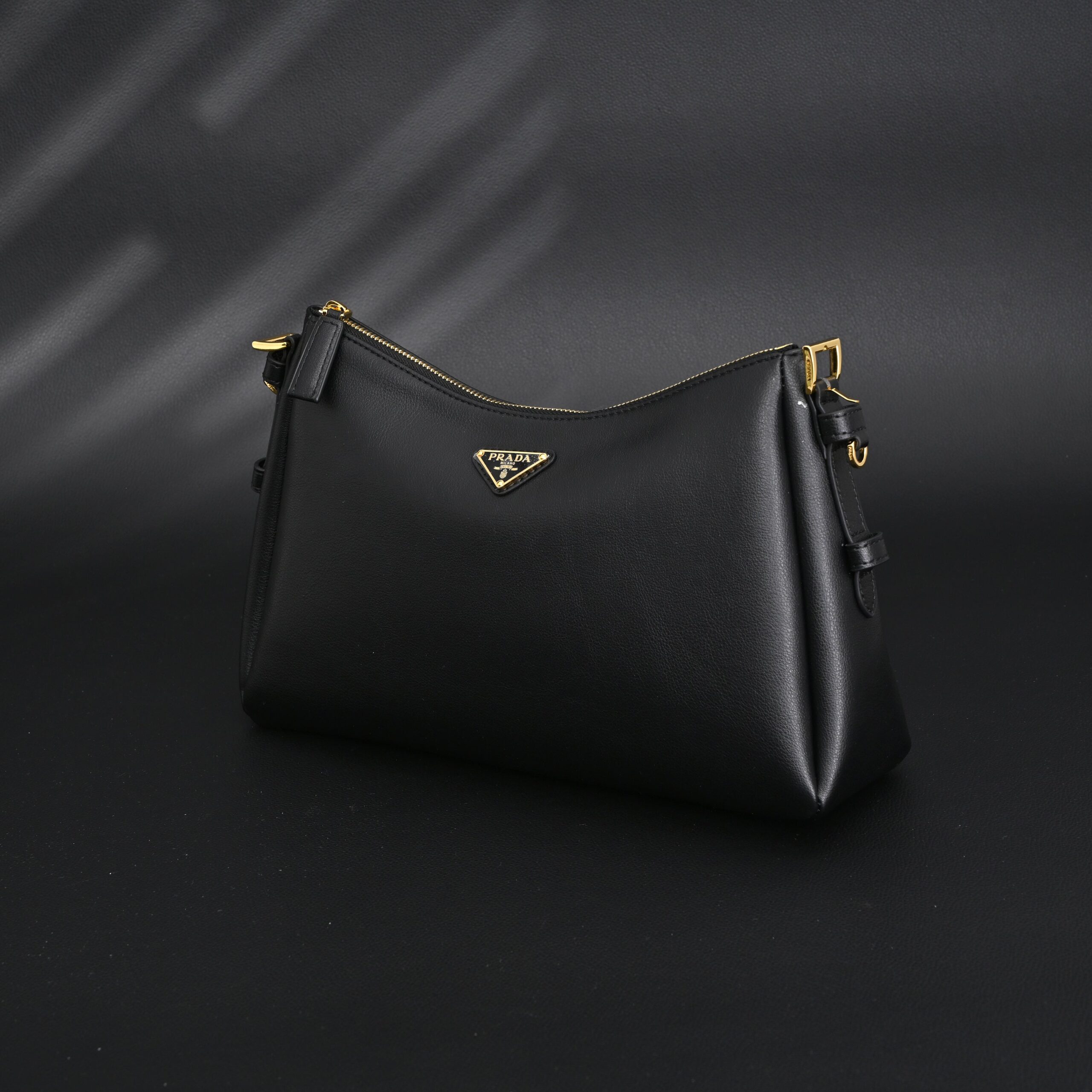 Prada Cleo Black Brushed Leather Shoulder Bag - Image 7