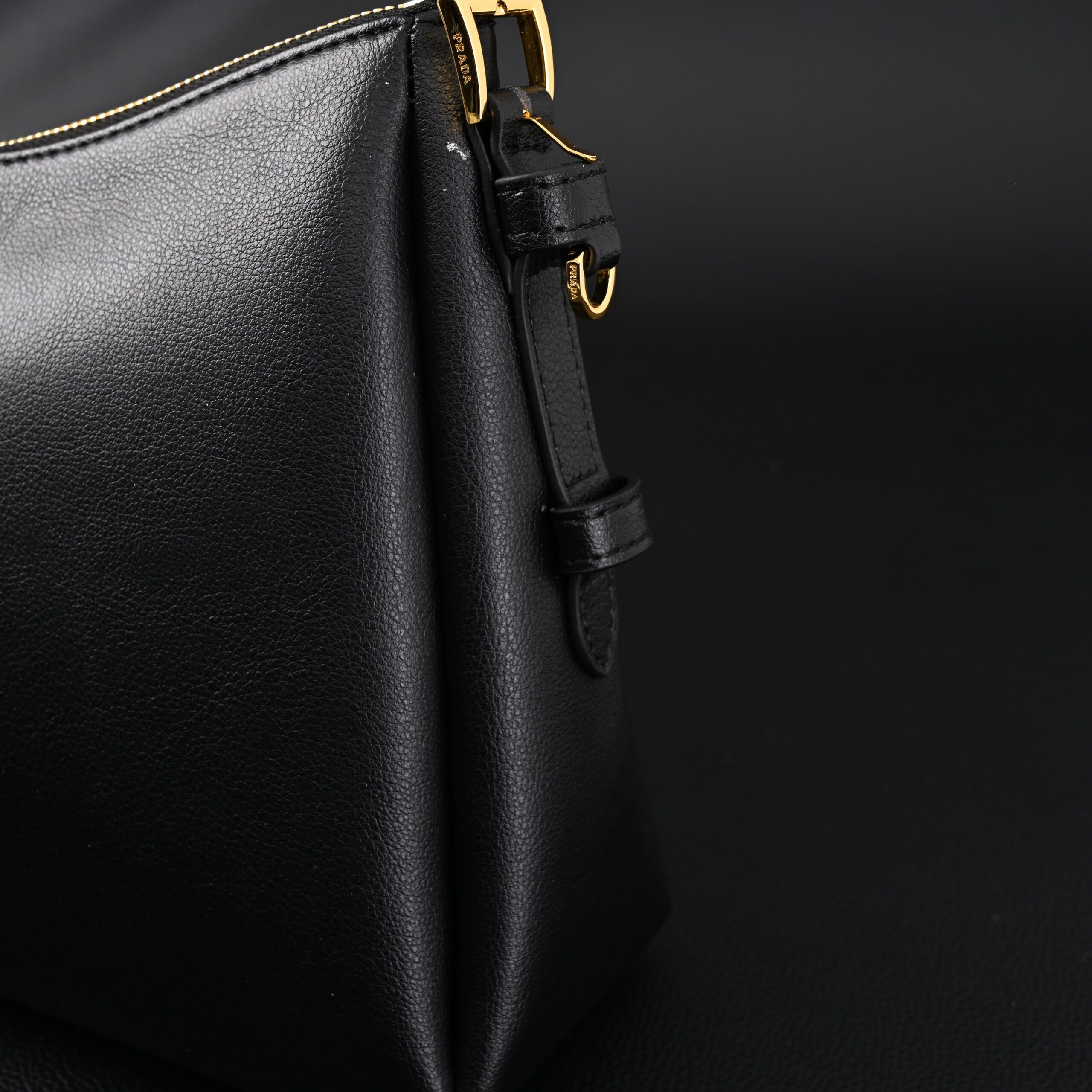 Prada Cleo Black Brushed Leather Shoulder Bag - Image 10