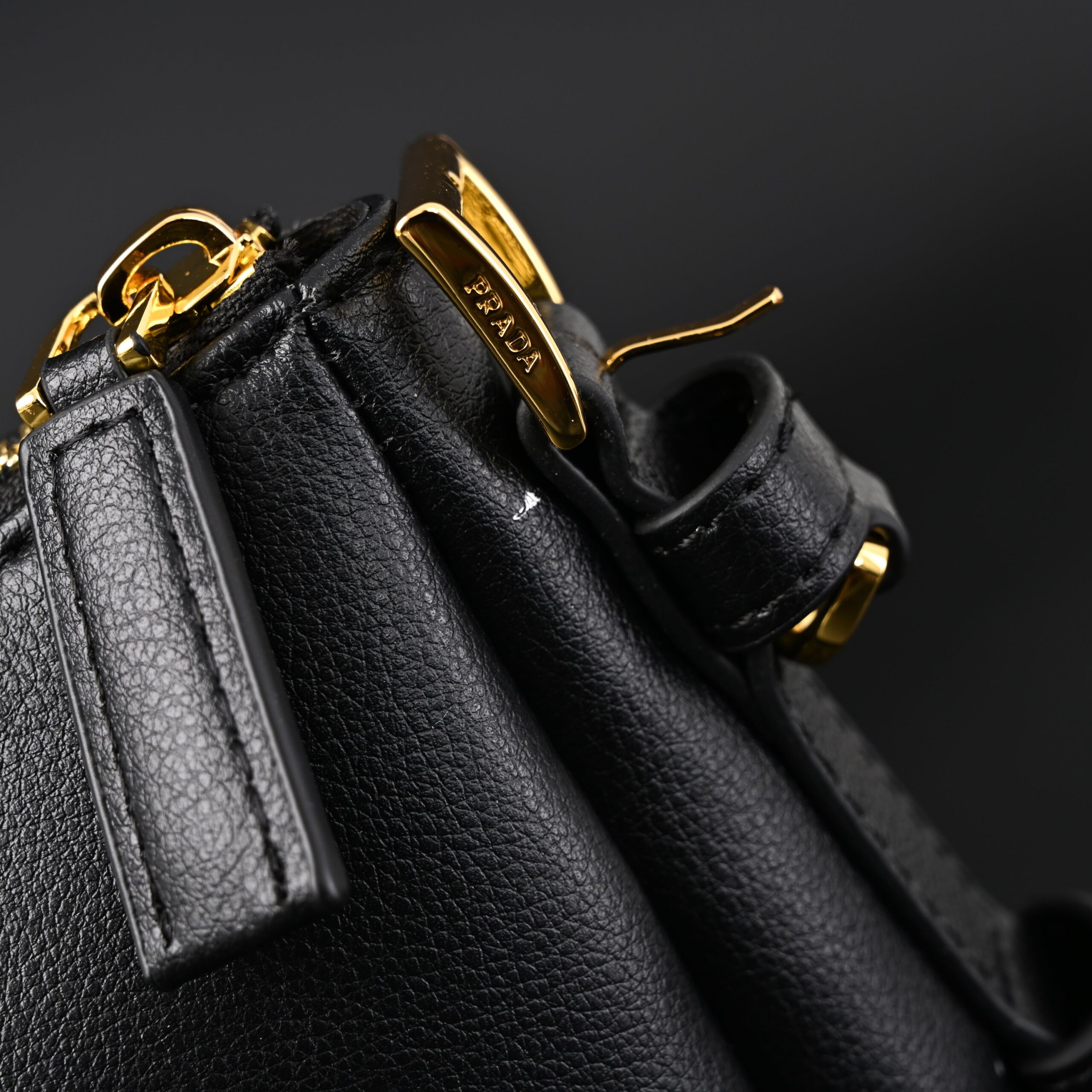 Prada Cleo Black Brushed Leather Shoulder Bag - Image 12