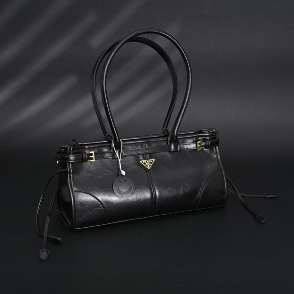 Prada Cleo Black Patent Leather Shoulder Bag with Gold Hardware