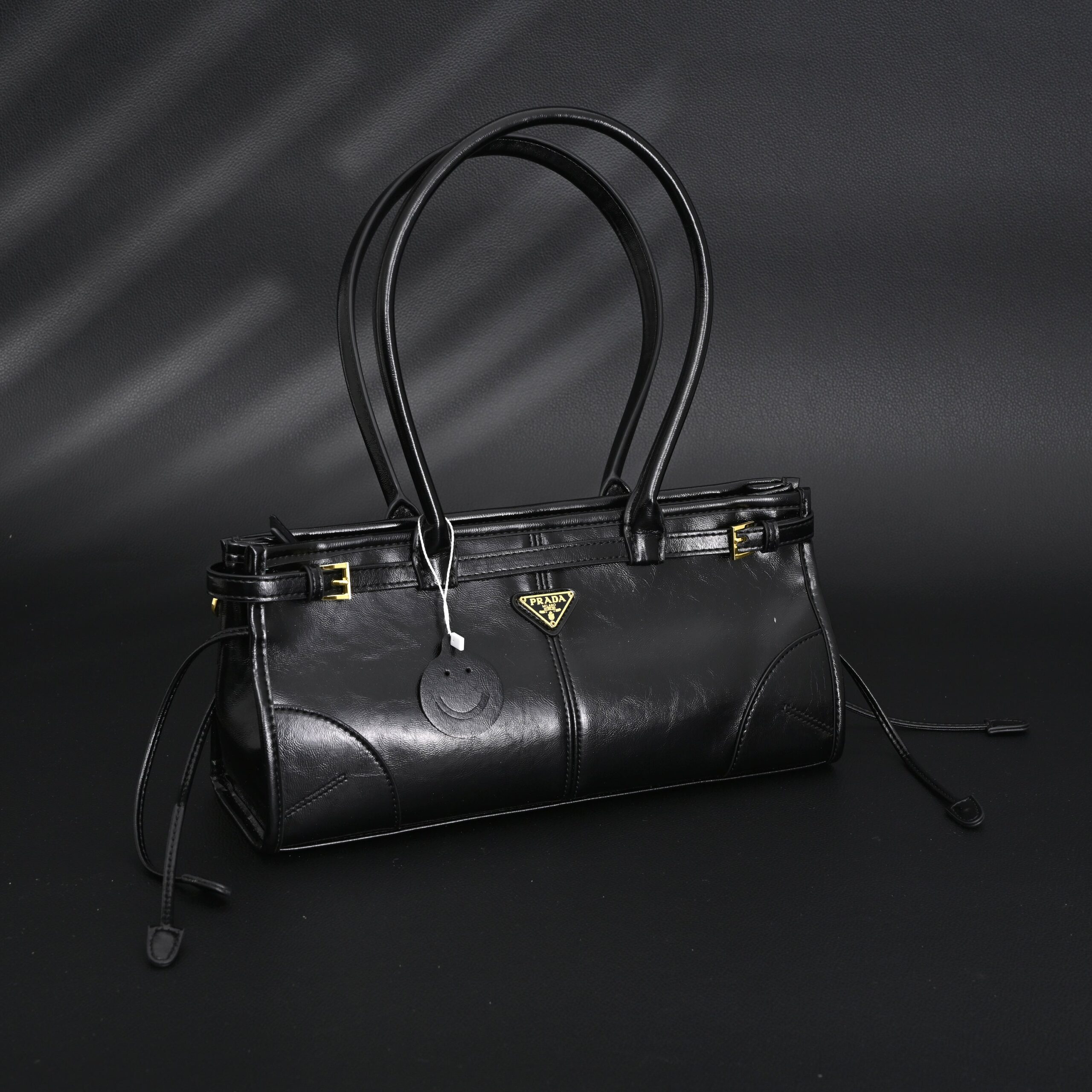 Prada Cleo Black Patent Leather Shoulder Bag with Gold Hardware - Image 2