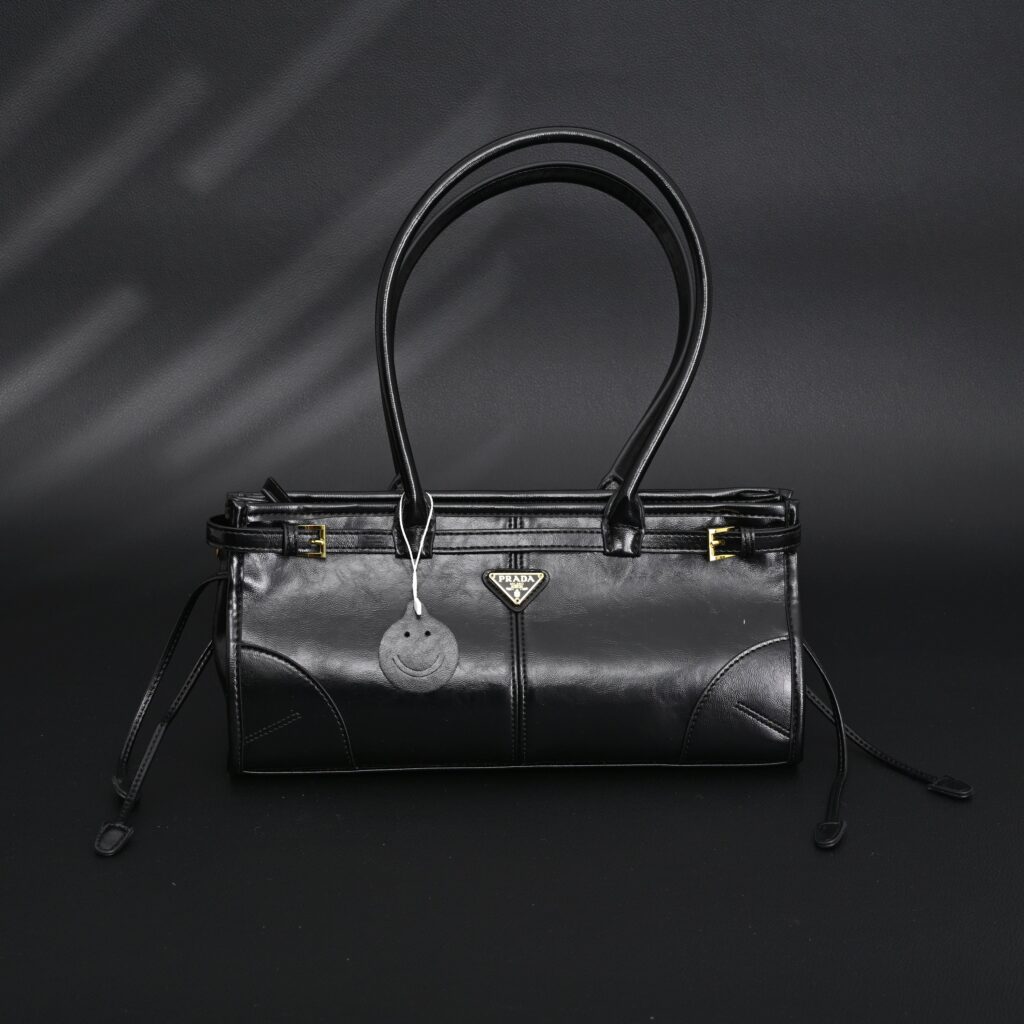 Prada Cleo Black Patent Leather Shoulder Bag with Gold Hardware