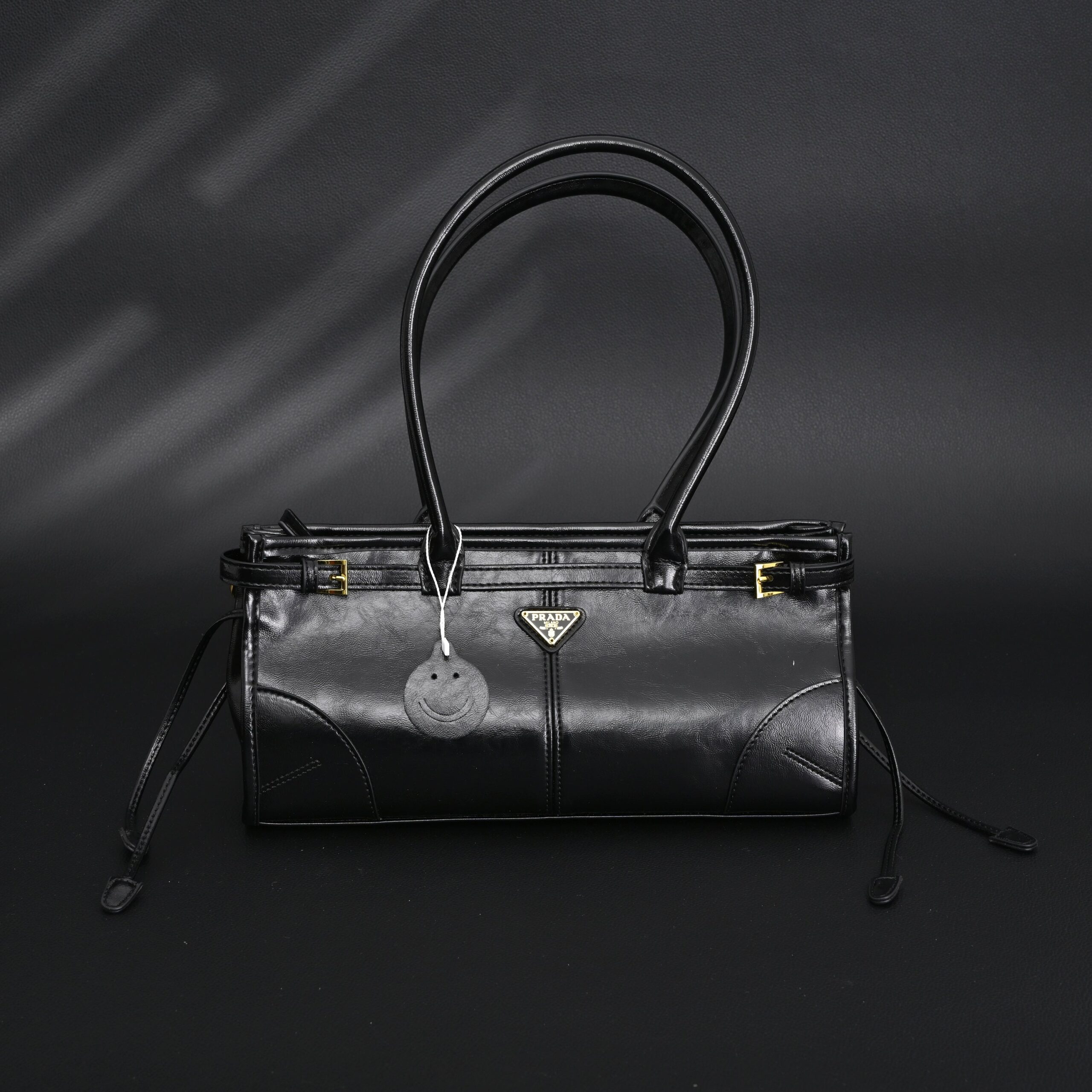 Prada Cleo Black Patent Leather Shoulder Bag with Gold Hardware - Image 3