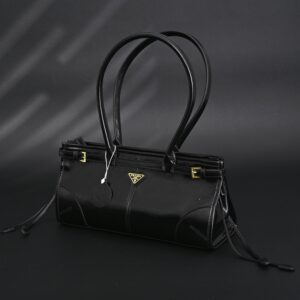 Prada Cleo Black Patent Leather Shoulder Bag with Gold Hardware - Image 7