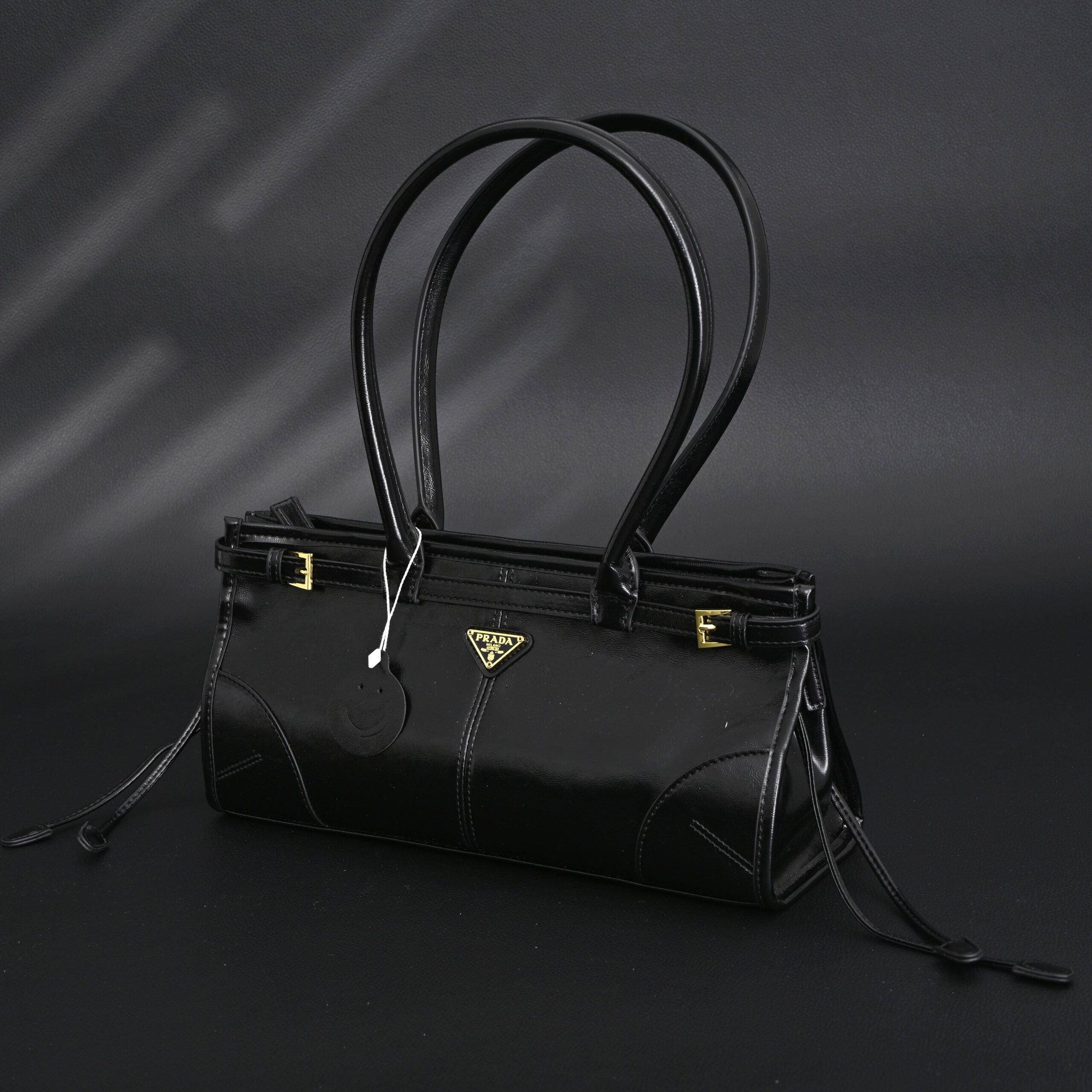Prada Cleo Black Patent Leather Shoulder Bag with Gold Hardware - Image 7