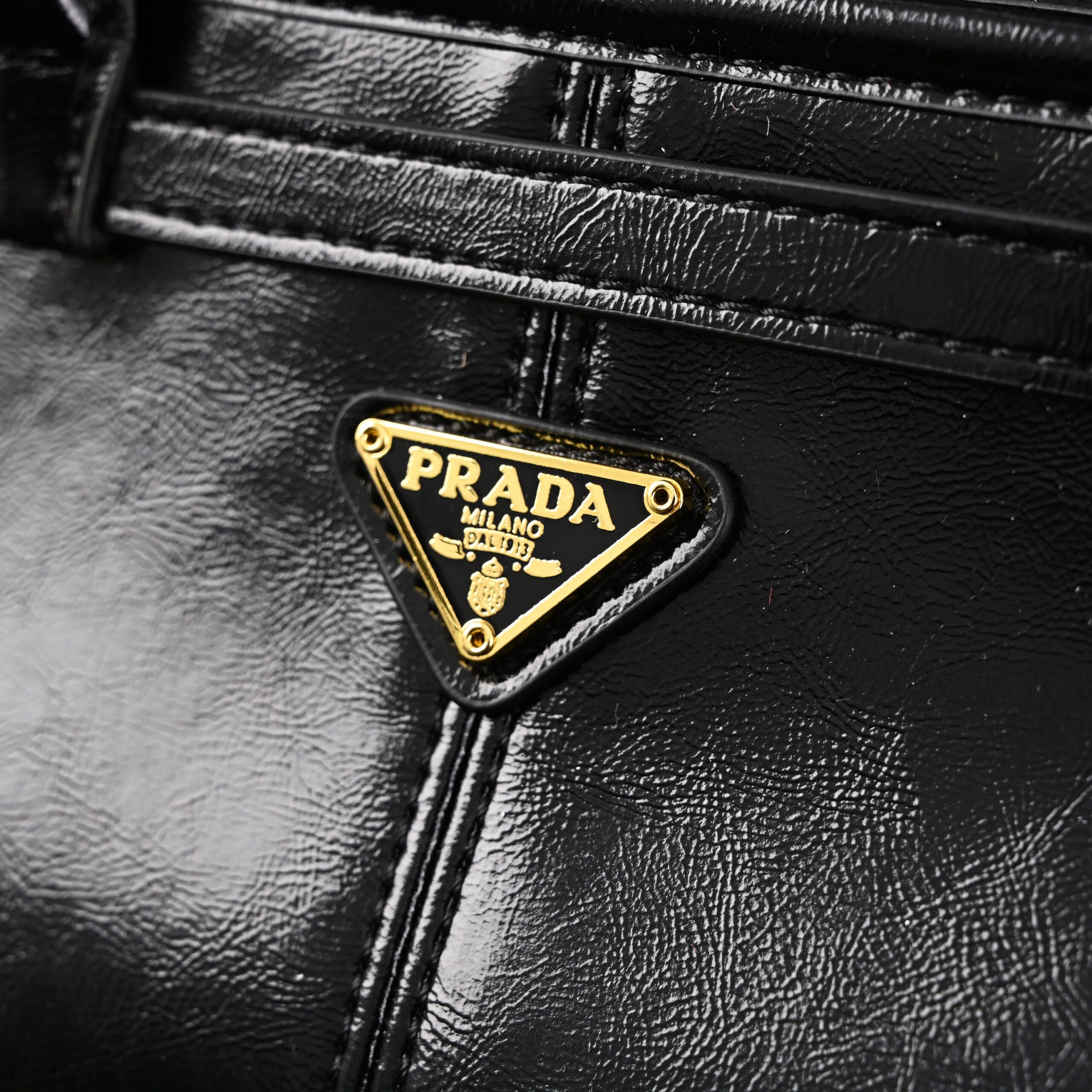 Prada Cleo Black Patent Leather Shoulder Bag with Gold Hardware - Image 9