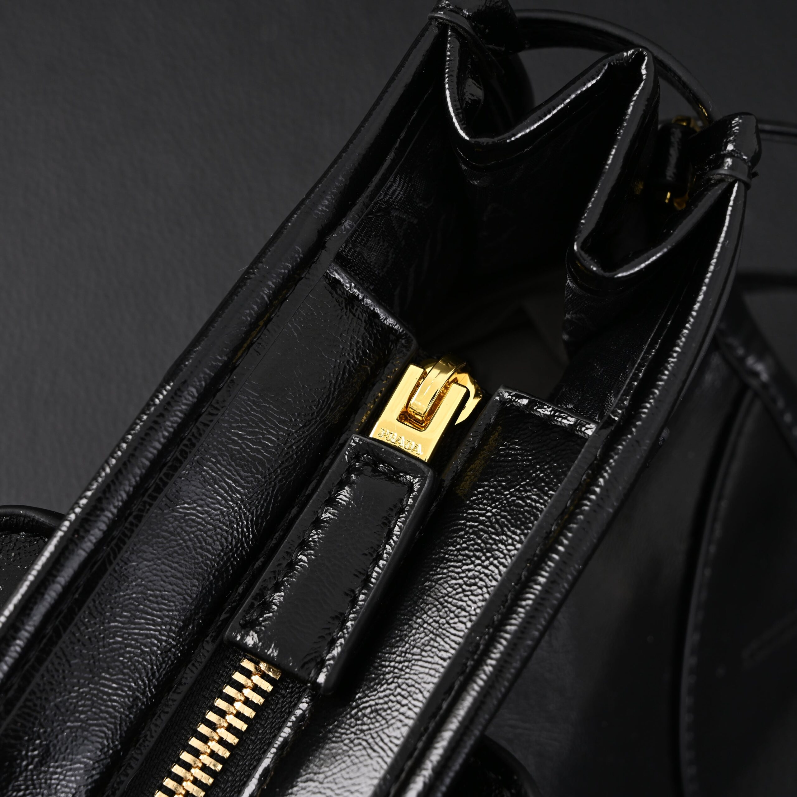 Prada Cleo Black Patent Leather Shoulder Bag with Gold Hardware - Image 16