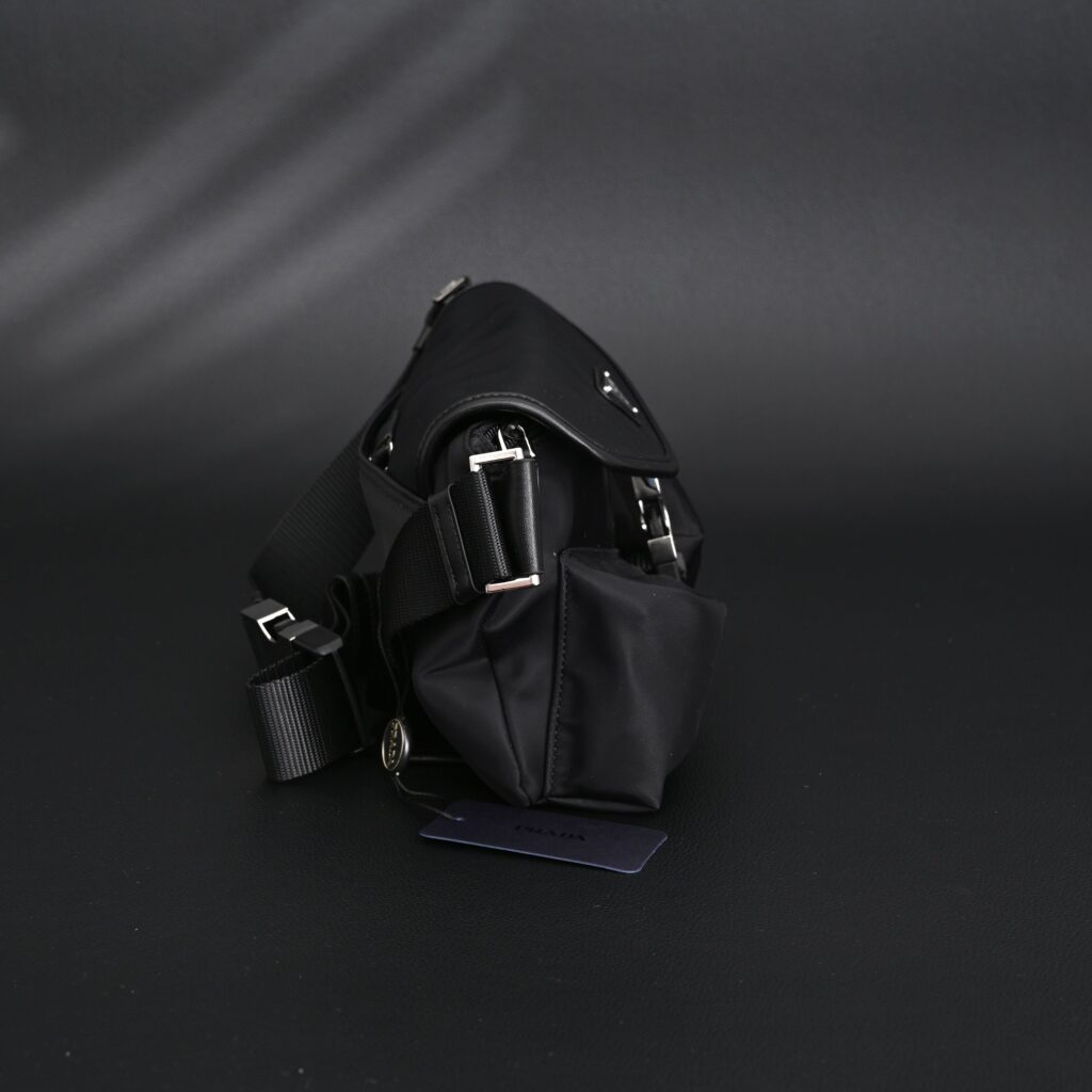 Prada Nylon Black Belt Bag with Silver Logo