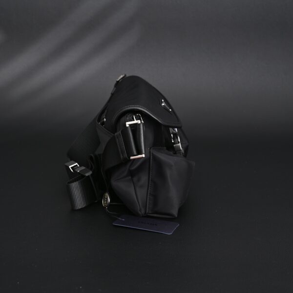 Prada Nylon Black Belt Bag with Silver Logo