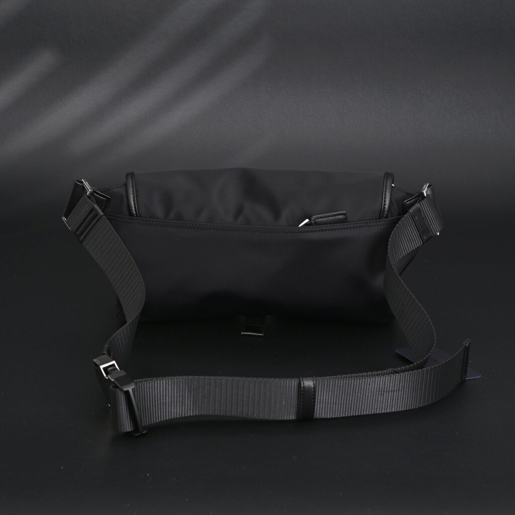 Prada Nylon Black Belt Bag with Silver Logo