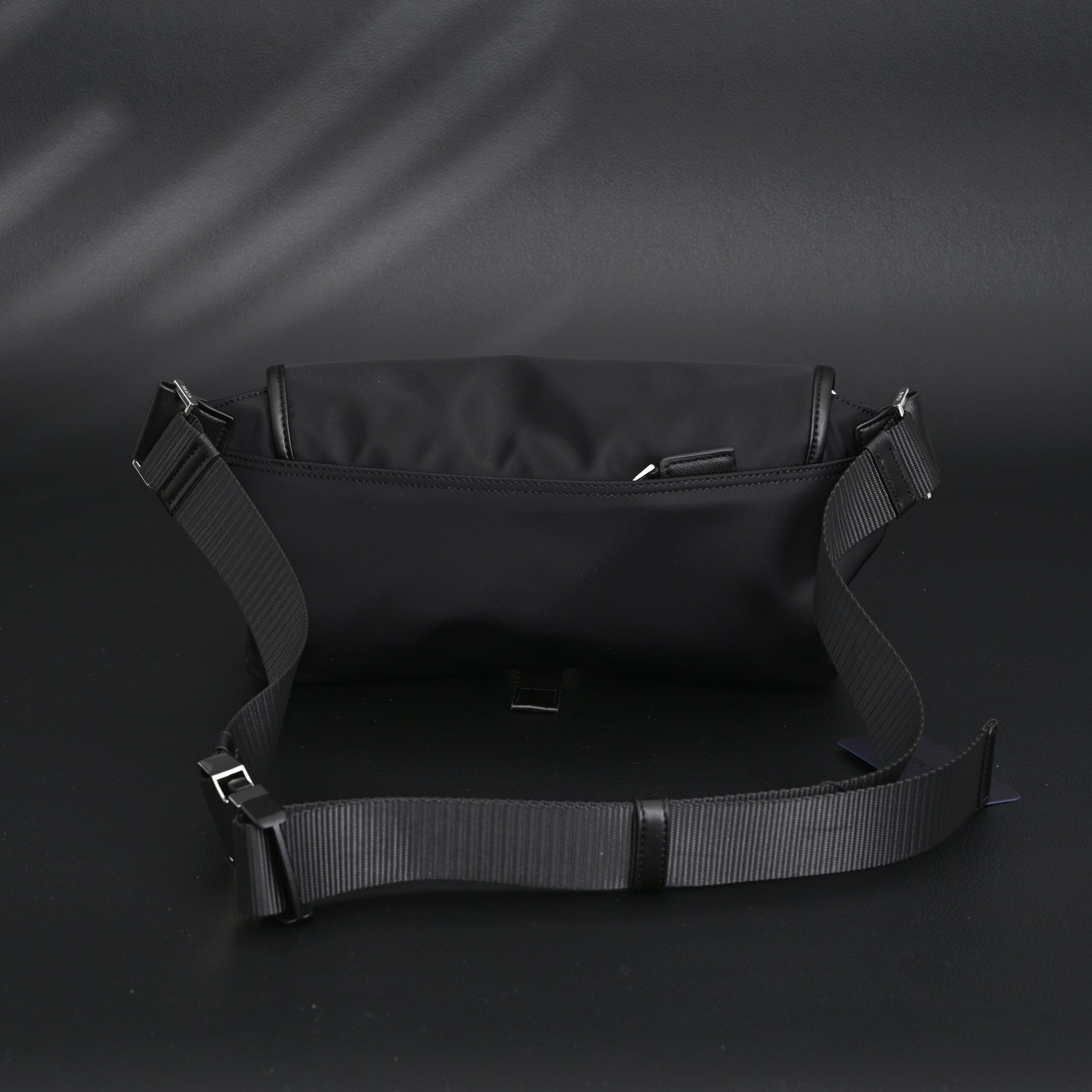 Prada Nylon Black Belt Bag with Silver Logo - Image 5