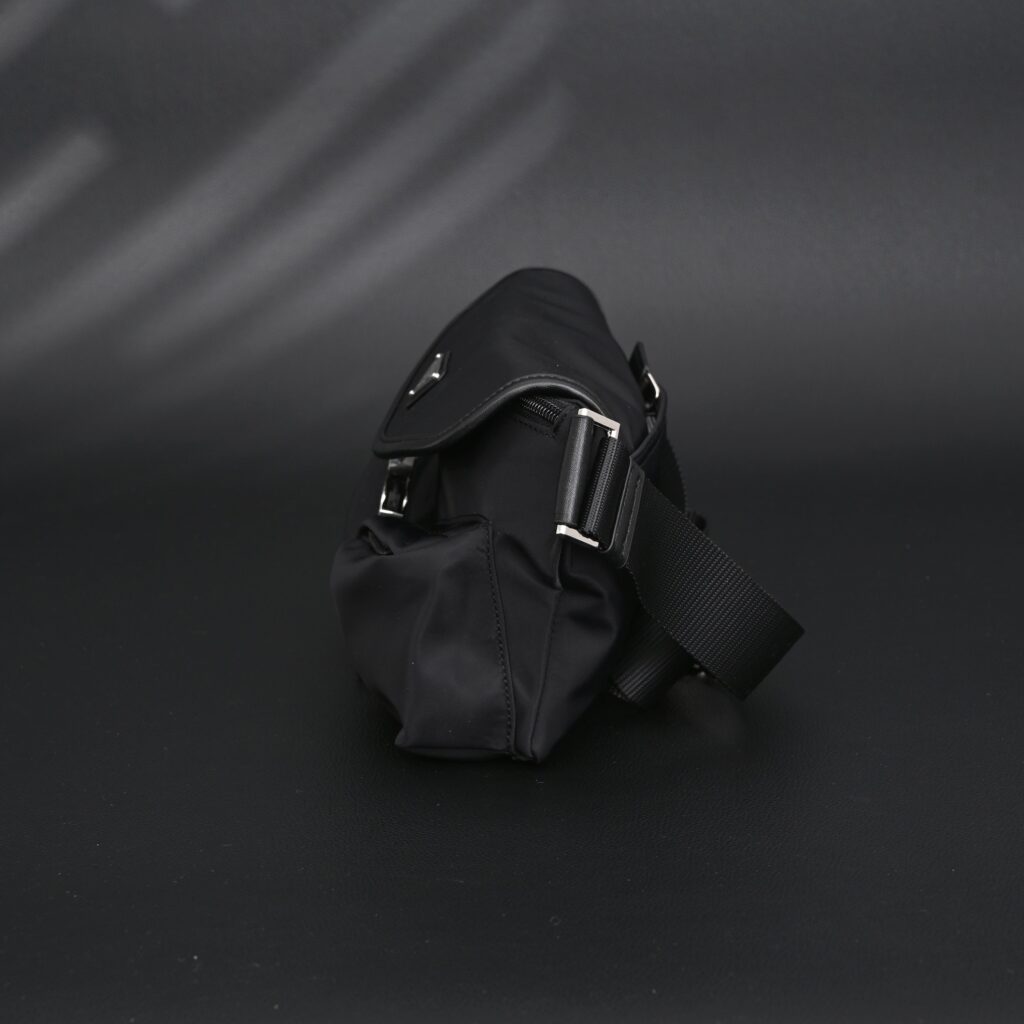 Prada Nylon Black Belt Bag with Silver Logo