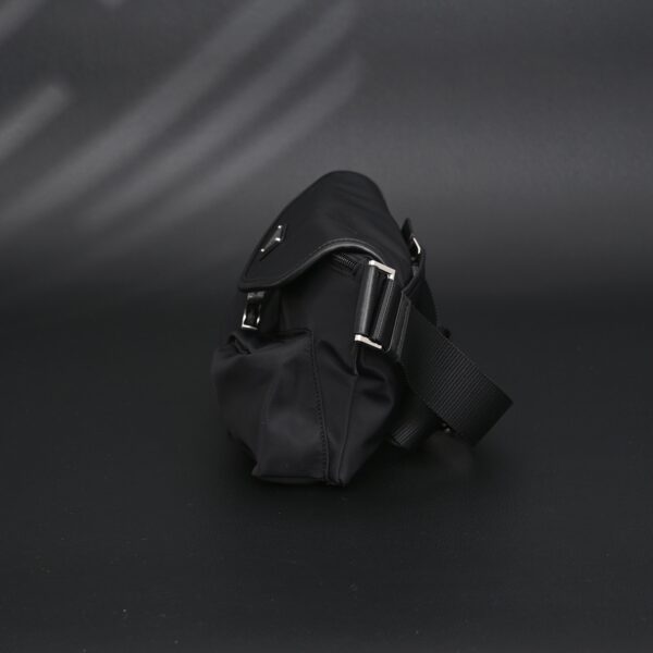 Prada Nylon Black Belt Bag with Silver Logo