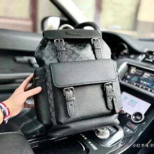 Coach Men’s Leather Backpack – Black Signature Canvas - Image 2