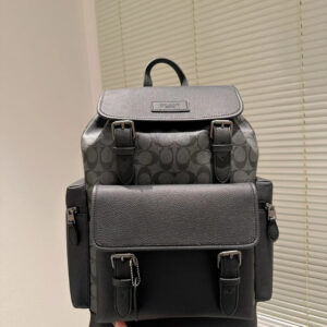 Coach Men’s Leather Backpack – Black Signature Canvas - Image 3