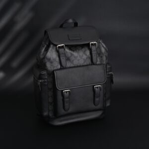 Coach Men’s Leather Backpack – Black Signature Canvas - Image 4