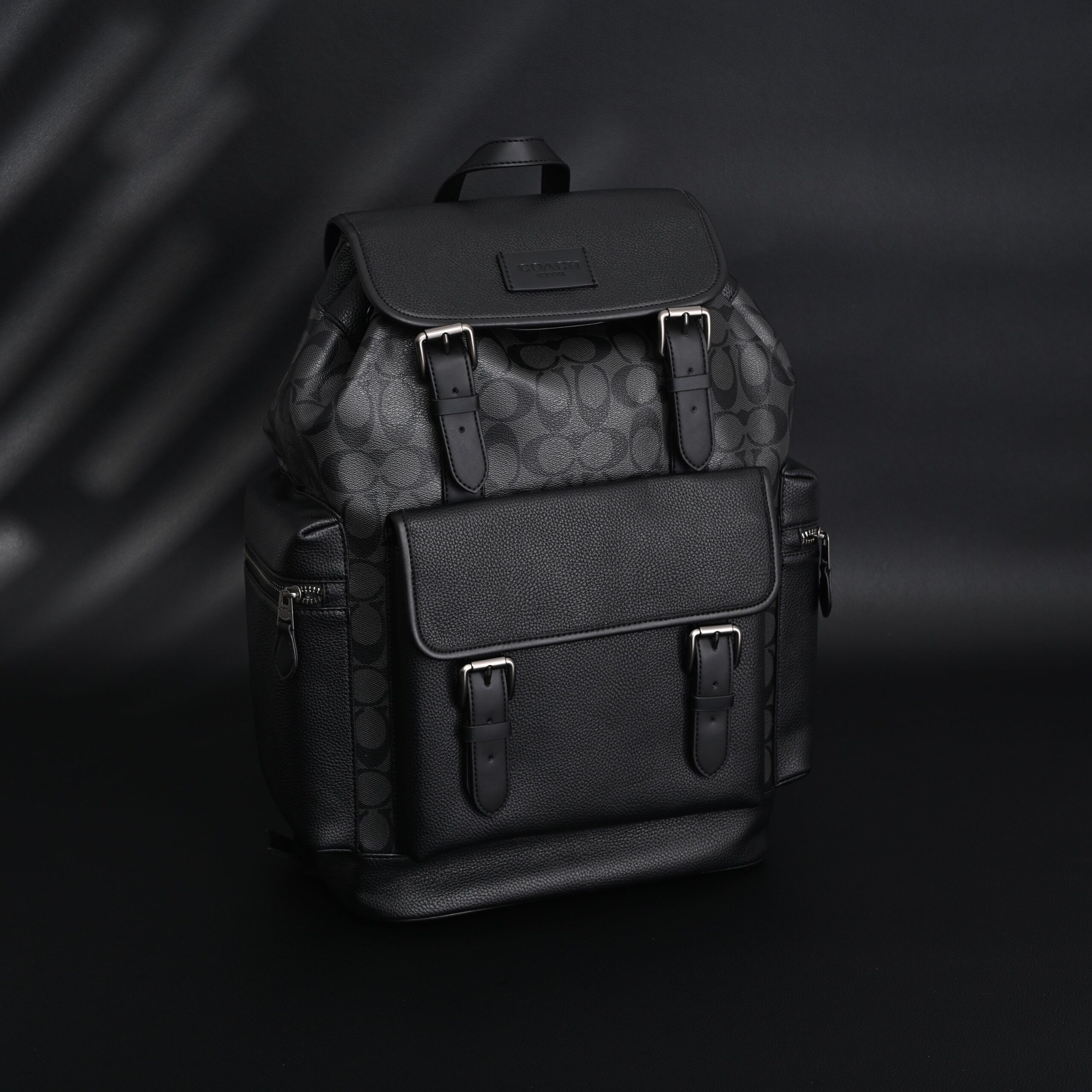 Coach Men’s Leather Backpack – Black Signature Canvas - Image 4
