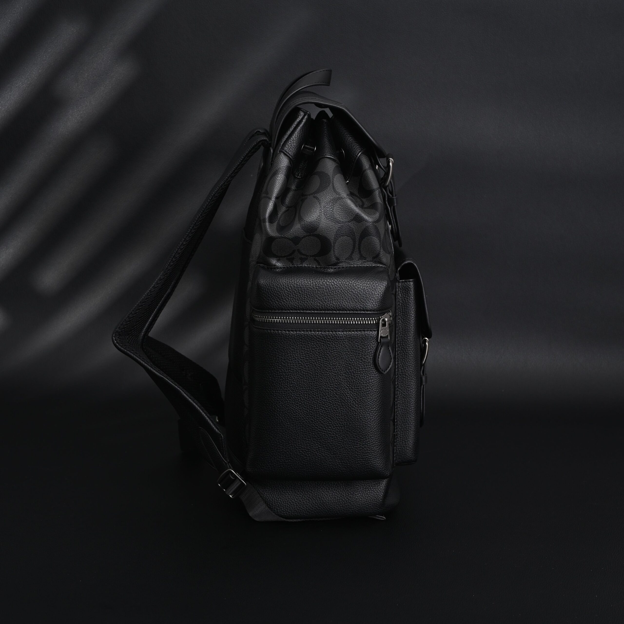 Coach Men’s Leather Backpack – Black Signature Canvas - Image 5