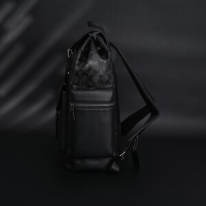 Coach Men’s Leather Backpack – Black Signature Canvas - Image 7