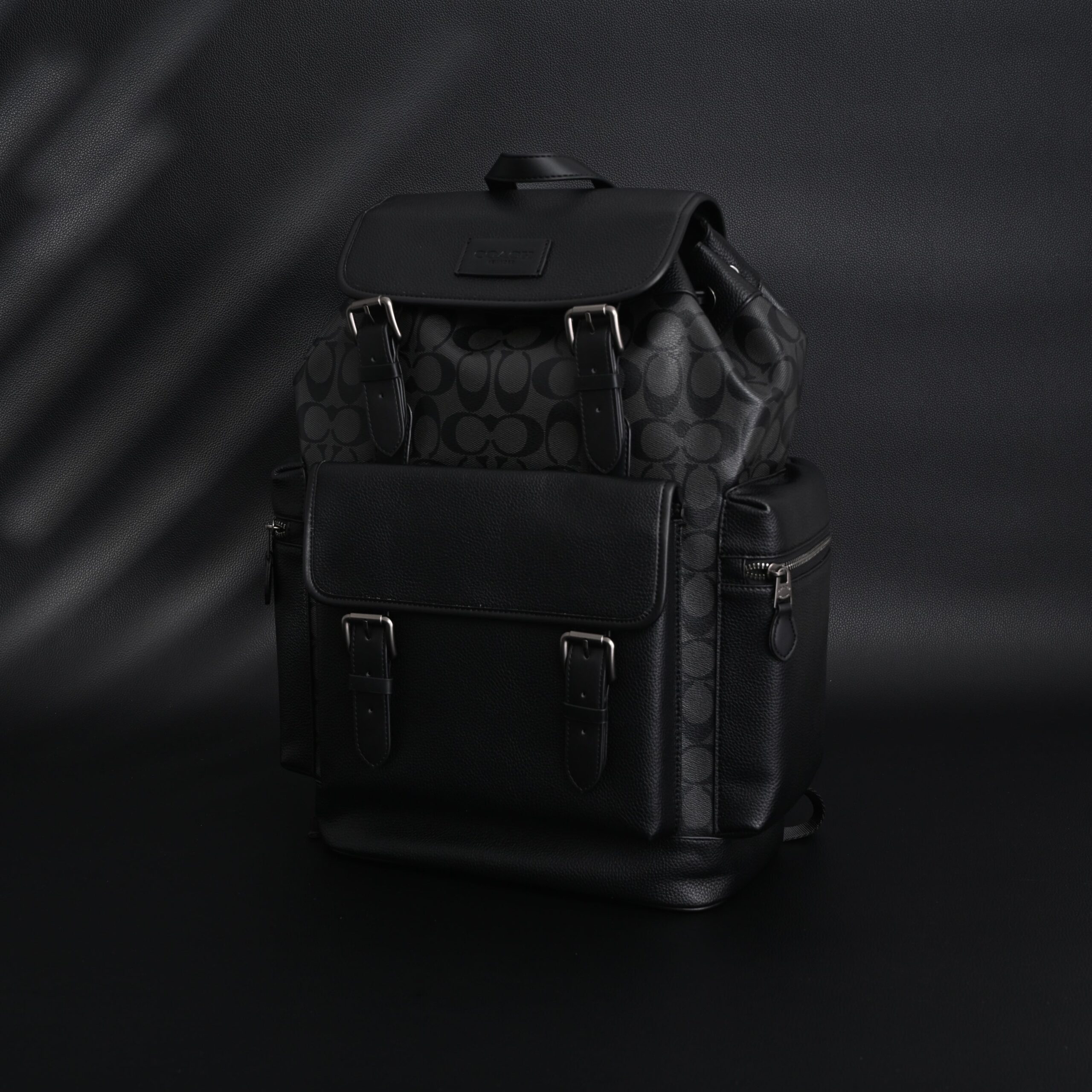 Coach Men’s Leather Backpack – Black Signature Canvas - Image 8