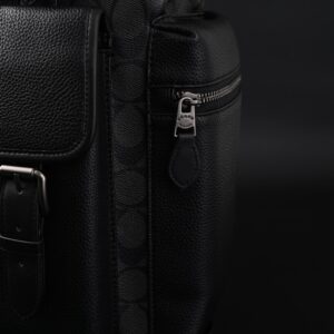 Coach Men’s Leather Backpack – Black Signature Canvas - Image 11
