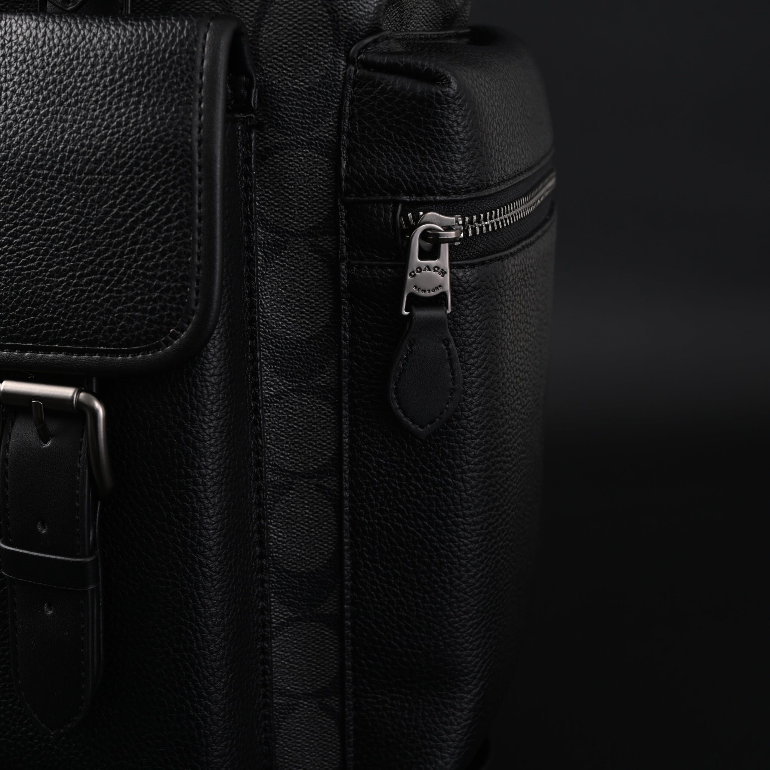 Coach Men’s Leather Backpack – Black Signature Canvas - Image 11