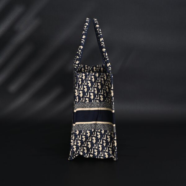 Christian Dior Large Book Tote – Blue Oblique Embroidery (Blue with Beige Contrast)
