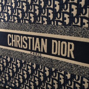Christian Dior Large Book Tote – Blue Oblique Embroidery (Blue with Beige Contrast) - Image 8