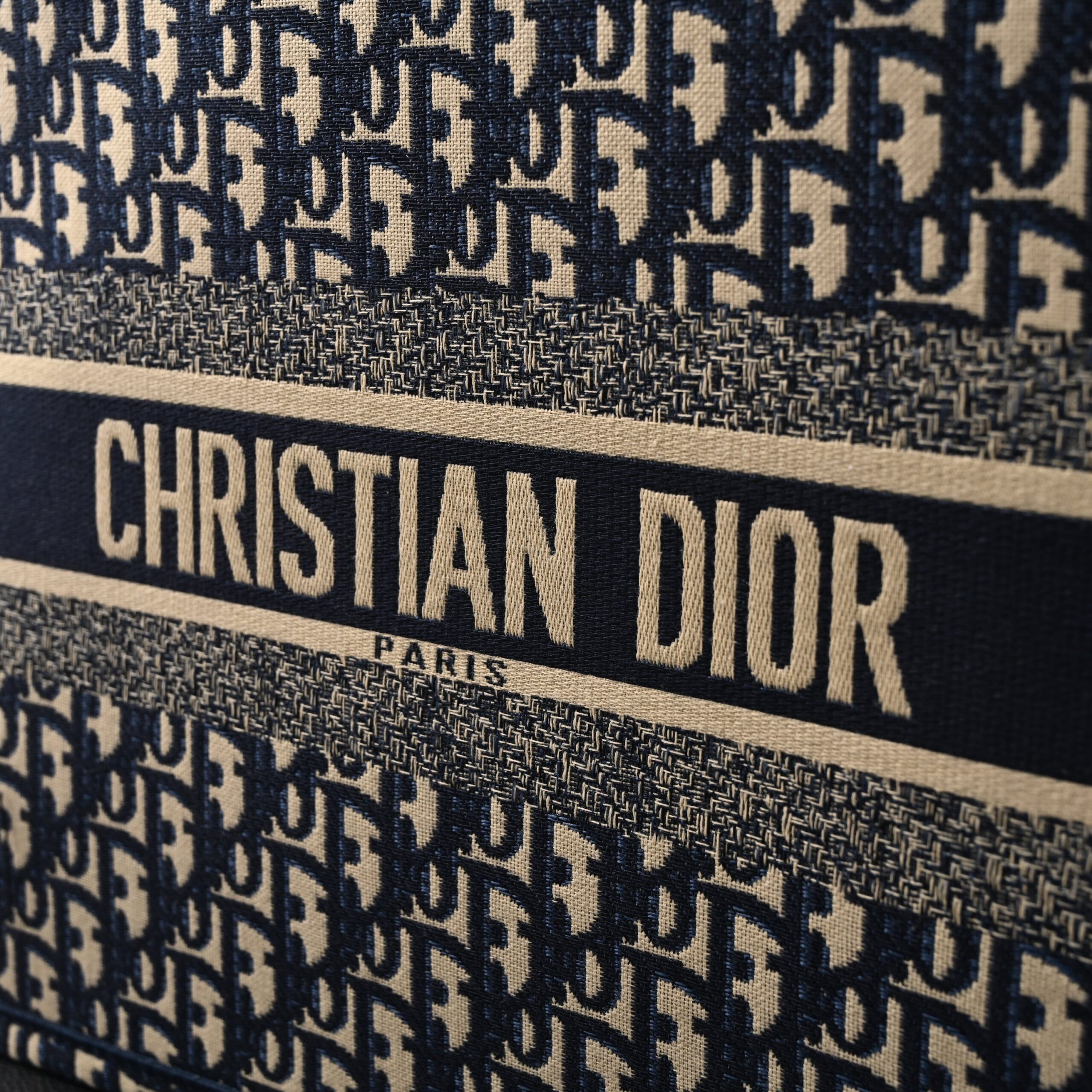 Christian Dior Large Book Tote – Blue Oblique Embroidery (Blue with Beige Contrast) - Image 8