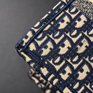 Christian Dior Large Book Tote – Blue Oblique Embroidery (Blue with Beige Contrast) - Image 10