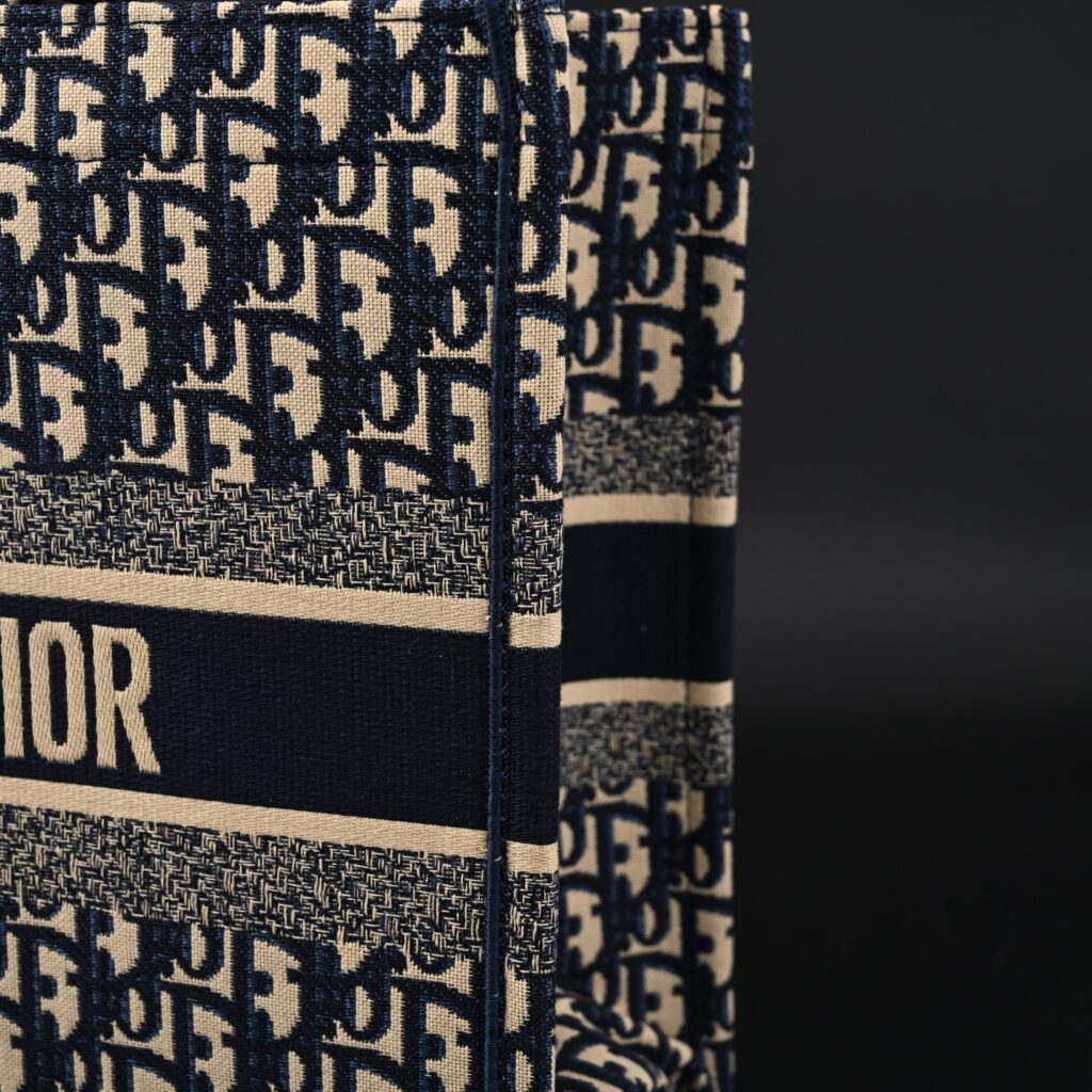 Christian Dior Large Book Tote – Blue Oblique Embroidery (Blue with Beige Contrast)