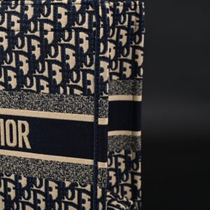 Christian Dior Large Book Tote – Blue Oblique Embroidery (Blue with Beige Contrast) - Image 11