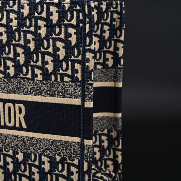 Christian Dior Large Book Tote – Blue Oblique Embroidery (Blue with Beige Contrast)