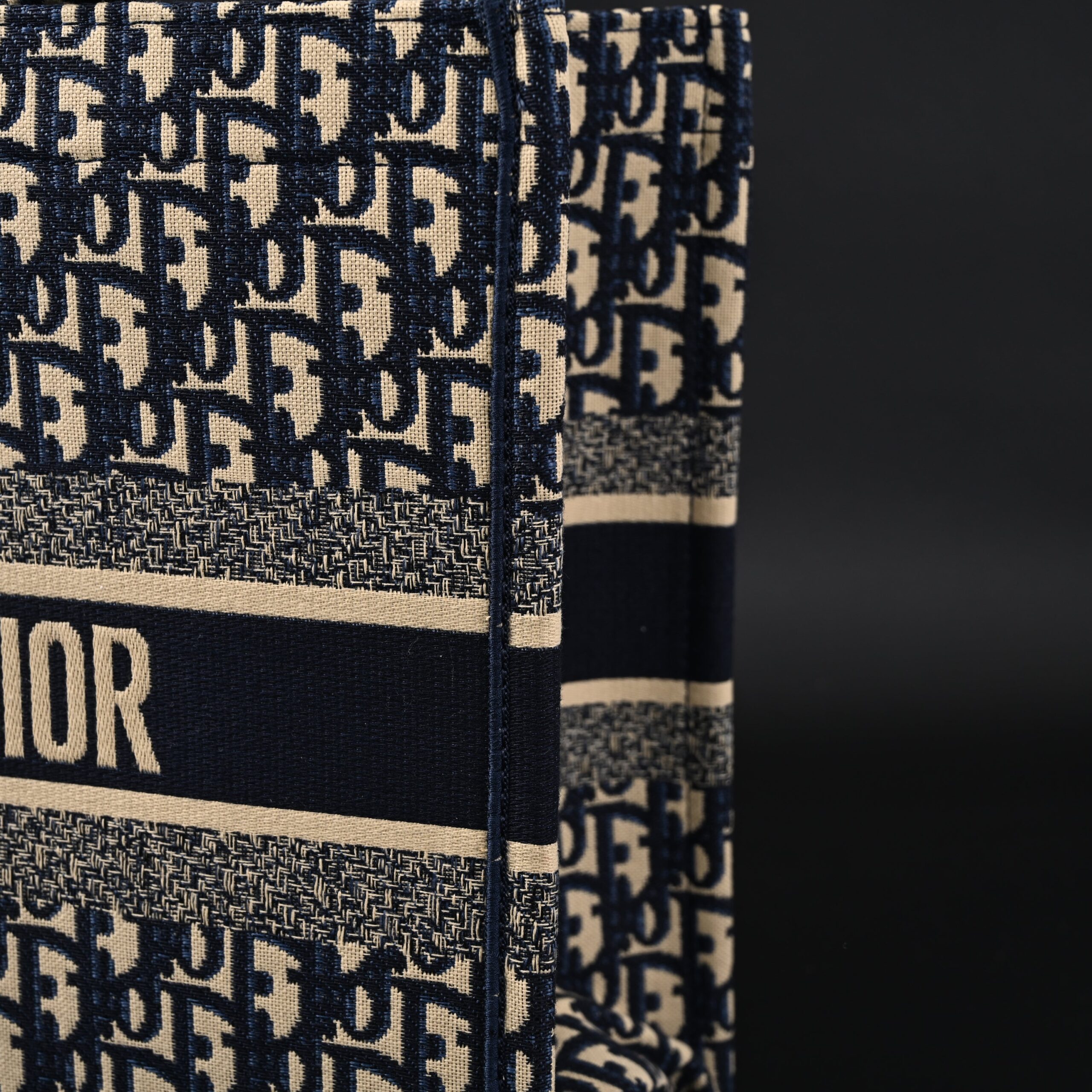 Christian Dior Large Book Tote – Blue Oblique Embroidery (Blue with Beige Contrast) - Image 11