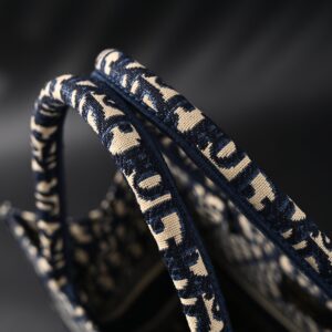 Christian Dior Large Book Tote – Blue Oblique Embroidery (Blue with Beige Contrast) - Image 12