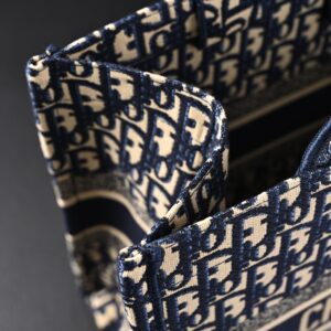 Christian Dior Large Book Tote – Blue Oblique Embroidery (Blue with Beige Contrast) - Image 13